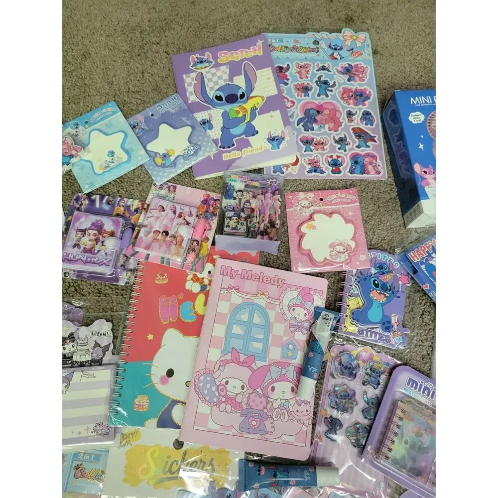 GIGANTIC!!! Sanrio Disney Stationery Set Kuromi My Melody Stitch 70 New Kpop